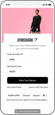 GymShark using the Happy Returns Return and Exchange Portal to simply online returns