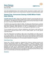 Keyera Corp. Announces Closing of $400 Million Public Note Offering (CNW Group/Keyera Corp.)