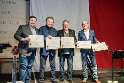 Mason Hunter (BMI), Mark James (Honoree), Joe Ables (TXHSA), Mitch Ballard (BMI) during the Texas Songwriters Hall of Fame Weekend, hosted by the Texas Heritage Songwriters Association in Austin, Texas.