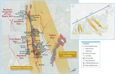 Figure 1: Plan map of recent drilling along the Napoleon Vein Corridor (CNW Group/Vizsla Silver Corp.)