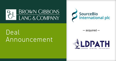 Brown Gibbons Lang & Company (BGL) is pleased to announce that its client, SourceBio International (SourceBio), a leading international provider of integrated state-of-the-art laboratory services and products, has completed its strategic acquisition of LDPath Limited (LDP), a London-based leader in Digital Pathology testing services. BGL’s Healthcare & Life Sciences investment banking team initiated the transaction and acted as the exclusive financial advisor to SourceBio.