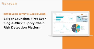 Exiger Launches First Ever Single-Click Supply Chain Risk Detection SaaS Platform. Next-Gen Supply Chain Explorer platform delivers instantaneous transparency, allowing companies and government agencies to meet the urgent imperative to protect global supply chains from sanctions, ESG, and cyber risk at unprecedented speed and scale. Exiger is now offering limited registrations for early-access trial licenses in May. Sign up today and join the fight to secure our global supply chains. (PRNewsfoto/Exiger)