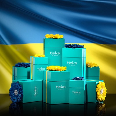 Tieks launches Virtual #TieksForUkraine Auction to Raise Funds for Ukrainian Refugees (PRNewsfoto/Tieks by Gavrieli)