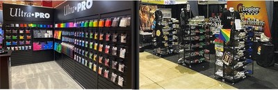 Both Ultra PRO International and Legion Supplies, Inc. have been leaders in the hobby gaming supply industry. Pictured are their respective presences at trade shows, demonstrating their breadth of product offerings to the TCG and tabletop gaming space.