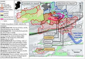 Group Eleven Extends Zone 1 Mineralized Trend by 30m and Intersects Zinc Mineralization 750m to NW of Zone 1 at Carrickittle Zinc Prospect, PG West Project, Ireland