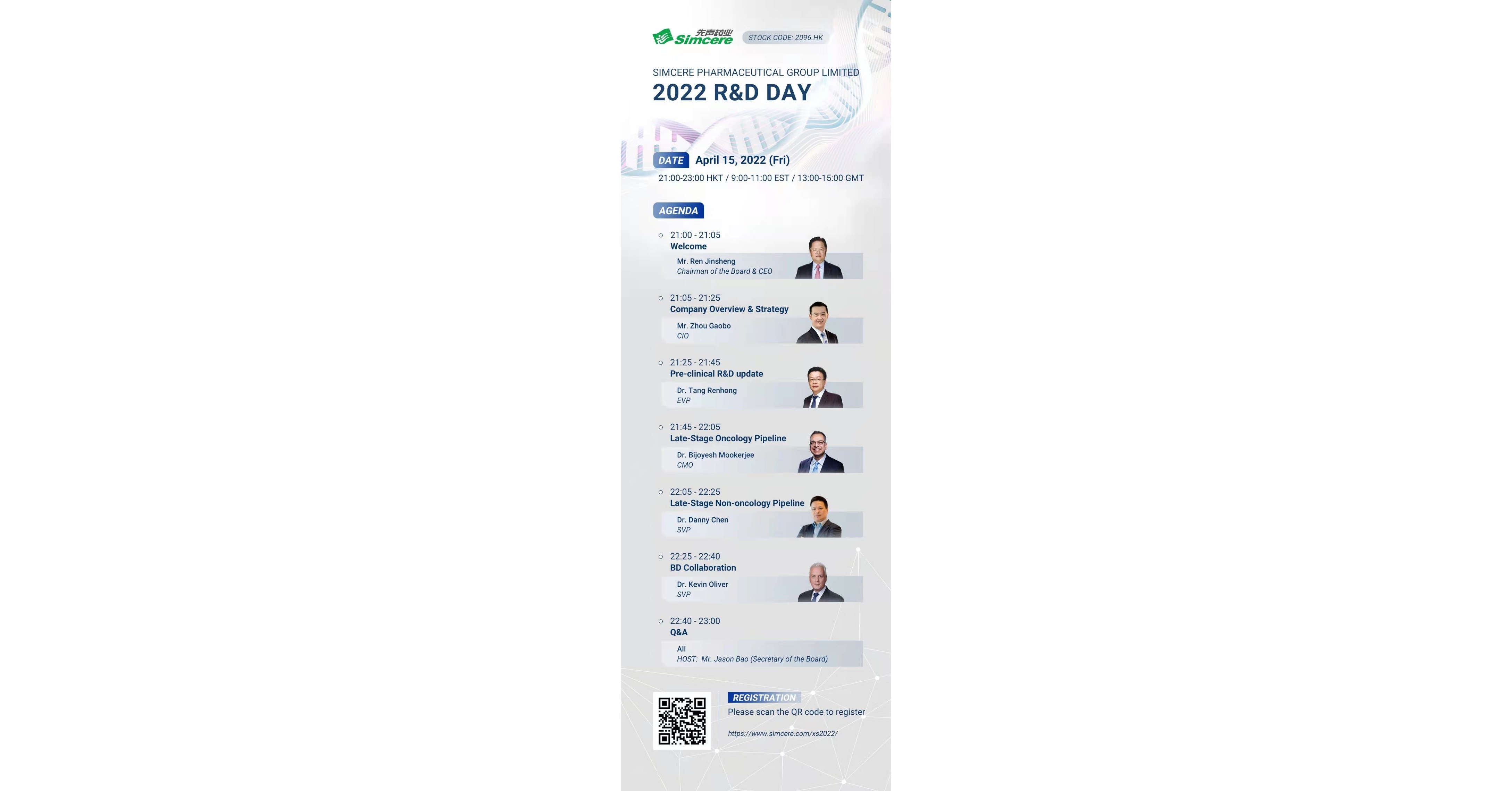 SIMCERE PHARMA (HK.2096) to host 2022 R&D Day