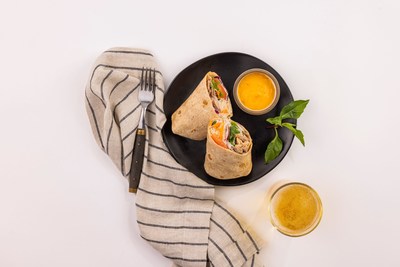 The Ginger Garlic Beef Wrap, available for pre-order on designated flights.