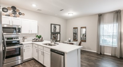 Kirkwood Place Apartments offers 264 apartment homes with a choice of one, two, or three bedrooms. Wood-style flooring and kitchen islands give the apartments an elevated feel.
