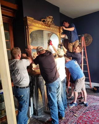 Restoration work at the Duncan Manor near Towanda, which won a Landmarks Illinois Richard H. Driehaus Foundation Preservation Award for Stewardship in 2021. Courtesy of Randi and David Howell.