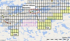 VISIBLE GOLD MINES LAUNCHES ITS INITIAL EXPLORATION PROGRAM ADJACENT TO PATRIOT BATTERY METAL LITHIUM'S DISCOVERY IN THE JAMES BAY REGION