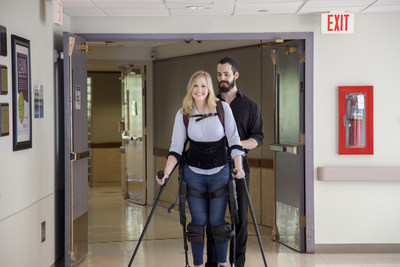 Long-term care hospitals provide life-transforming, highly technological  care to the nation's sickest, most devastatingly injured patients. Pictured here is Jillian Harpin, paralyzed from a spinal cord injury, walking in a bionic exoskeleton.