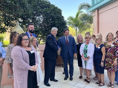 The Glenview at Pelican Bay Executive Director Patrick Noonan and his staff join Governor Ron DeSantis to commemorate the signing of the "No Patient Left Alone Act" into law at the award-winning Naples retirement community. The Glenview was selected as the site for the bill-signing in part because of its Gold Seal status, recognizing excellence in long-term care.