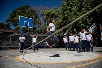 Students at a Glasswing Community School participate in an after-school program.