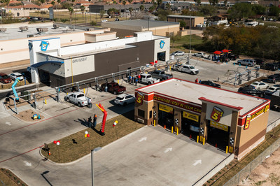 Aerial view of the Take 5 Oil Change and Car Wash co-development in Edinburg, Texas.
