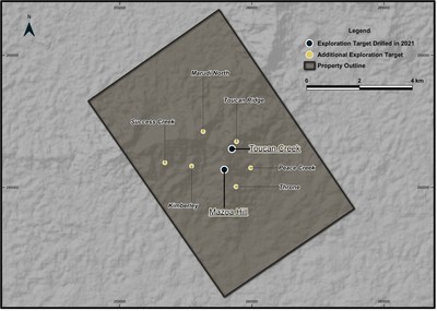Figure 1 - Marudi Project Map, prospects so far identified. (CNW Group/Golden Shield Resources)