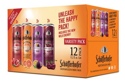 Schofferhofer Happy Pack featuring Schofferhofer Grapefruit, Schofferhofer Pomegranate, Schofferhofer Passion Fruit and NEW Schofferhofer Wild Cherry