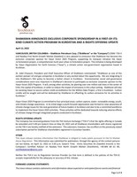 SHAMARAN ANNOUNCES EXCLUSIVE CORPORATE SPONSORSHIP IN A FIRST-OF-ITS-KIND CLIMATE ACTION PROGRAM IN KURDISTAN AND A RIGHTS OFFERING UPDATE