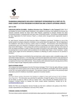 SHAMARAN ANNOUNCES EXCLUSIVE CORPORATE SPONSORSHIP IN A FIRST‐OF‐ITS‐
KIND CLIMATE ACTION PROGRAM IN KURDISTAN AND A RIGHTS OFFERING UPDATE (CNW Group/ShaMaran Petroleum Corp.)