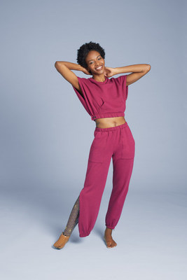 Slick Chicks Accessible “V” Neck Crop top with snap buttons and Accessible Side Zip Joggers to simplify dressing.