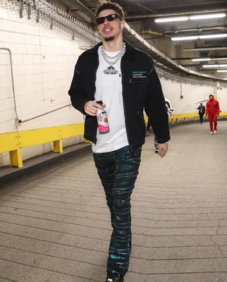 Madison Square Garden: LaMelo enjoying his DRNX Adaptogenic Waters signature flavor kiwi strawberry.