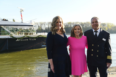 On a beautiful, sunny day in Bratislava – surrounded by vineyards and the Little Carpathian mountains – Avalon Waterways christened its 14th Suite Ship in Europe.  Acting as the ship’s godmother, Meredith Vieira – 15-time Emmy Award-winning host, executive producer and anchor – led the christening ceremony. Pictured (left to right): President of Avalon Waterways Pam Hoffee; Godmother Meredith Vieira; Ship Captain Ambrose Manolache