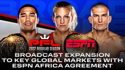 PFL MMA BOLSTERS EXPANSION TO KEY GLOBAL MARKETS WITH BROADCAST AGREEMENT WITH ESPN AFRICA FOR 2022 SEASON