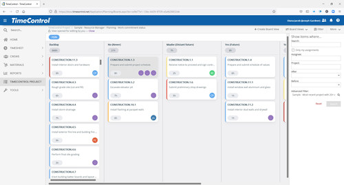 An Agile View from TimeControl Project. TimeControl Project has views for the Strategic, Operational and Tactical project management perspectives (CNW Group/HMS Software)