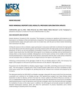 NGEX MINERALS REPORTS 2021 RESULTS; PROVIDES EXPLORATION UPDATE