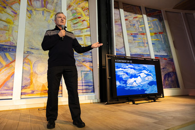 Pictured here is Professor Julian Dowdeswell giving a lecture in The Aula, the panoramic auditorium on board the Viking Octantis used for lectures, daily briefings, documentaries and films. Julian is a Professor of Physical Geology at the University of Cambridge, former director of the Scott Polar Research Institute, and the Chair of the Viking Research Advisory Group. For more information, visit www.viking.com.