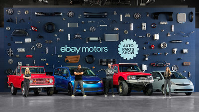 eBay Motors hosts its “New York Auto Parts Show” where Sydney Sweeney, Freddy “Tavarish” Hernandez, Edwin Olding of Grind Hard Plumbing Co. and Emelia Hartford show off their “Re-Concept Cars”