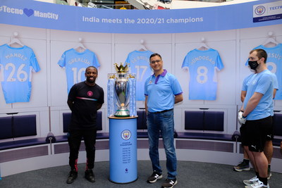 TECNO and Man City host Premier League Trophy in Infiniti Mall, Malad, Mumbai in presence of Arijeet Talapatra, CEO, TECNO Mobile India and Shaun Wright-Phillips, Legendary English Football player