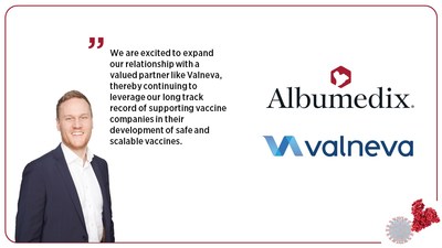 Albumedix and Valneva expand collaboration to include newly approved inactivated COVID-19 vaccine.