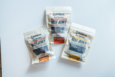 Certified Piedmontese Grass-Fed Beef Jerky in Hickory, Bold & Spicy, and Teriyaki flavor