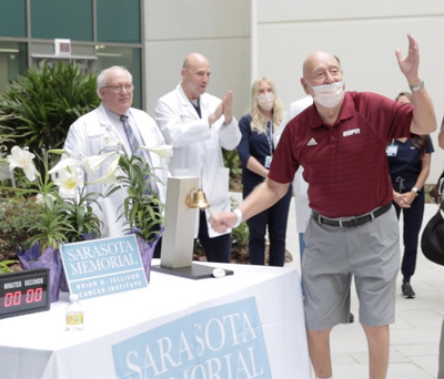 Flanked by his doctors and nurses and buoyed by the good news of his remission, legendary ESPN broadcaster Dick Vitale rang the victory bell in a special chemo completion ceremony at Sarasota Memorial Hospital’s Brian D. Jellison Cancer Institute on Thursday.