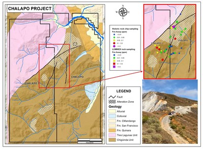 Figure 2: Project map with rock sampling results (CNW Group/Luminex Resources Corp.)