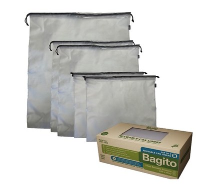 Bagito makes their reusable can liners form 100% PEVA with a double seam sealing technique for durability and long life.