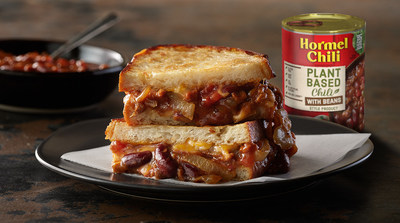 Hormel® plant-based chili grilled cheese sandwich