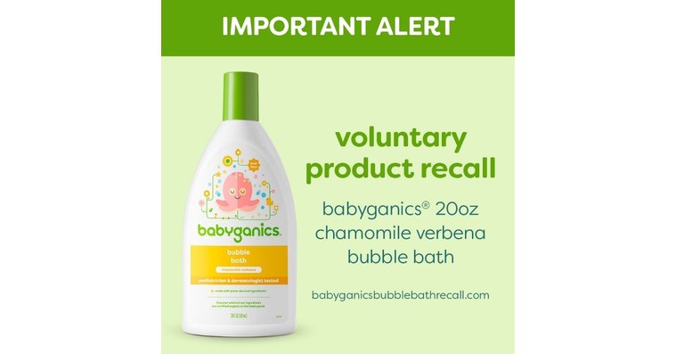 Babyganics Issues Voluntary Recall of Select Lots of Babyganics&reg; 20oz Chamomile Verbena Bubble Bath Bottles Due to Possible Bacterium Contamination