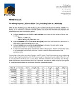 Filo Mining Reports 1,252m at 0.91% CuEq, including 310m at 1.40% CuEq (CNW Group/Filo Mining Corp.)