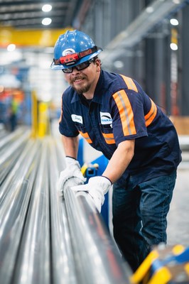 JM Steel electrician at Nextracker-dedicated production line. Sinton, Texas.