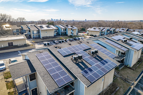 At 16 of Granite Redevelopment Properties' apartment communities in Dallas and Tarrant counties, The Solar Company is installing solar panels to generate electricity and offset energy costs at its Class B and C communities, comprising more than 3,600 units.