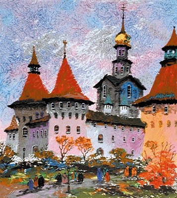 This work titled “Old Towers of Kyiv” was created by artist Anatole Krasnyansky, who was born in Kyiv. Krasnyansky is one of the Ukrainian artists featured at Park West’s upcoming online auctions to benefit relief efforts in Ukraine.