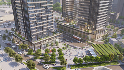 View looking South-East over Village Green (CNW Group/Cadillac Fairview Corporation Limited)