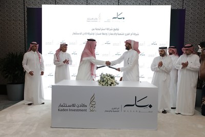 The signing ceremony of the partnership to develop “Masar Front” between Kaden and Masar Destination (PRNewsfoto/Umm Al Qura For Development & Construction)