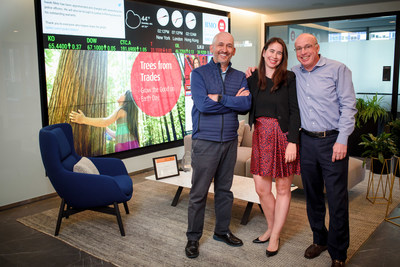Trees from Trades Day at BMO Capital Markets offices in New York. L to R: Levent Kahraman, Co-Head, Global Markets, Kate Whalen, Head, Global Client Coverage, Dan Goldman, Co-Head, Global Markets (CNW Group/BMO Financial Group)