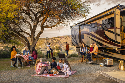 KOA RV camping families enjoying the sunset