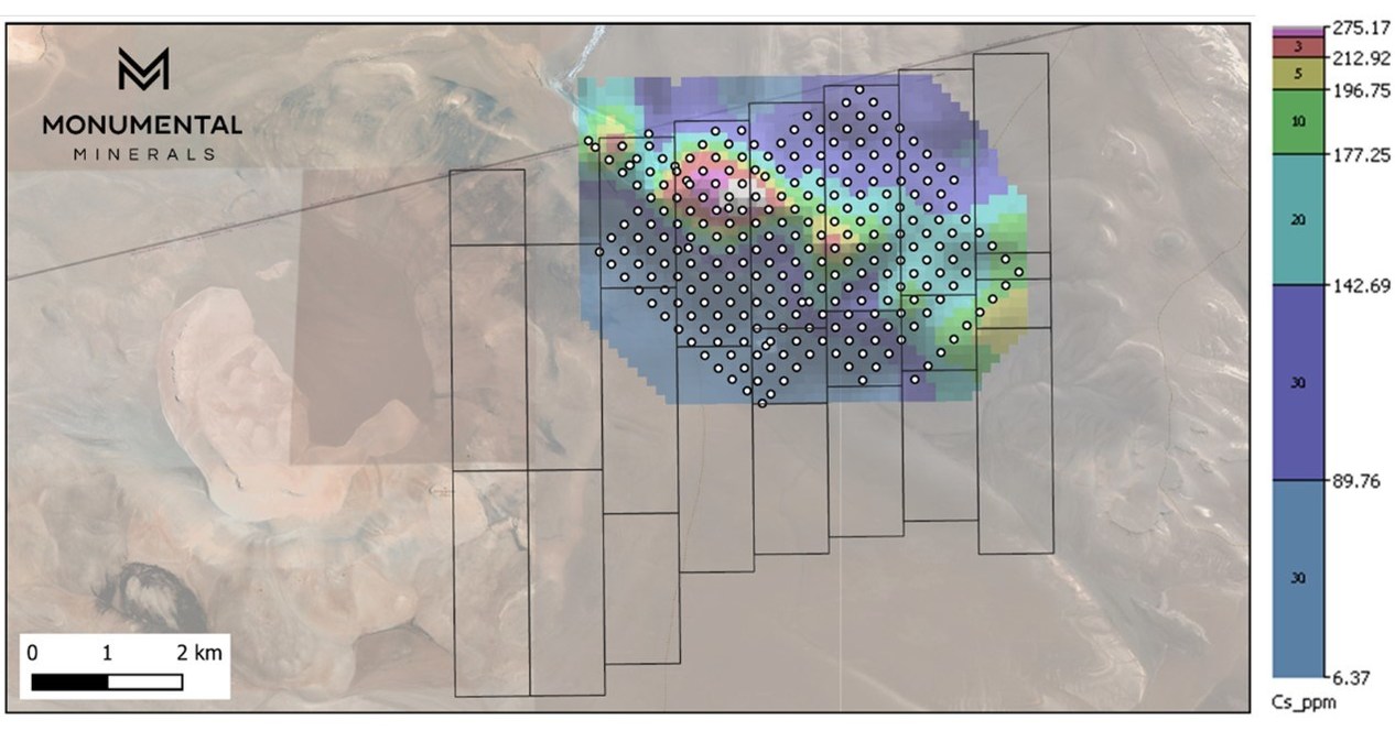 MONUMENTAL MINERALS CORP. PROVIDES UPDATE FOLLOWING LAGUNA BLANCA  CESIUM-LITHIUM BRINE PROJECT SITE VISIT