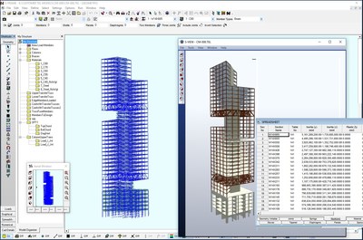 With the release of Altair Simulation 2022, construction standards for several additional countries are now supported in Altair S-FRAME. Shown here is a double-cantilevered steel and concrete high-rise tower. (Source: SOM)
