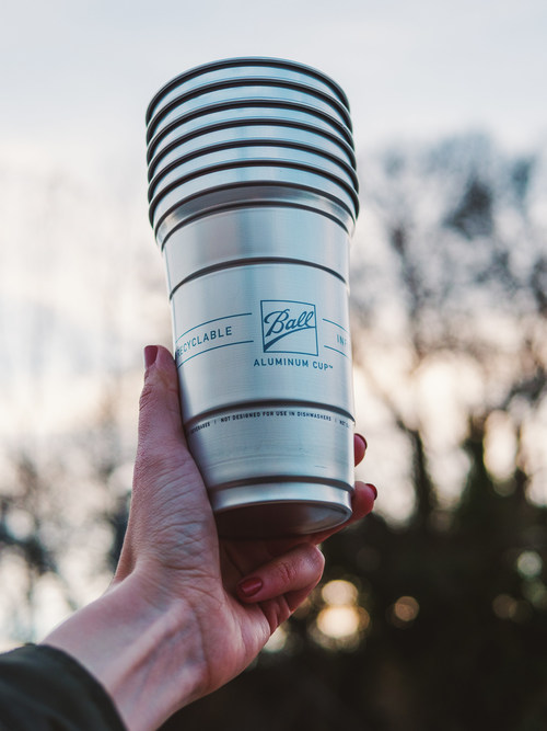 Stack of Ball Aluminum Cups.