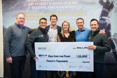 $20,000 donation presented to Kids Join the Fight by Stretch Zone's philanthropic arm GIVZone and the Brees Dream Foundation.